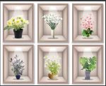 3D Flowers Vase Wall Sticker 3 pcs set - Image 2