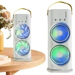 Double-Headed Air Cooler Mist Fan 3 Speeds Rechargeable Desk Air Cooler Night Light with Remote Double-Headed Air Cooler Mist Fan 3 Speeds Rechargeable Desk Air Cooler Night Light with Remote - Image 2